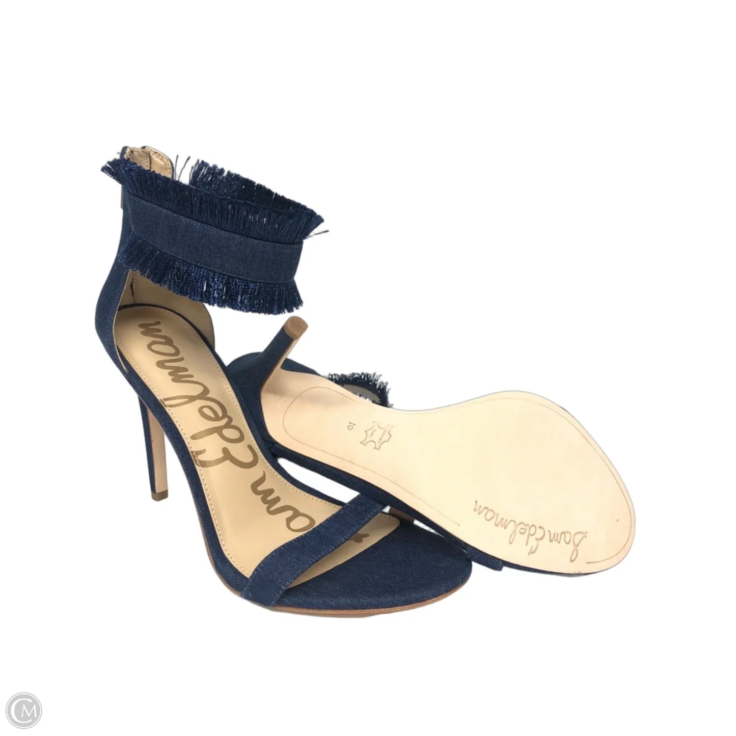Sandals Heels Stiletto By Sam Edelman In Blue Denim, Size: 10