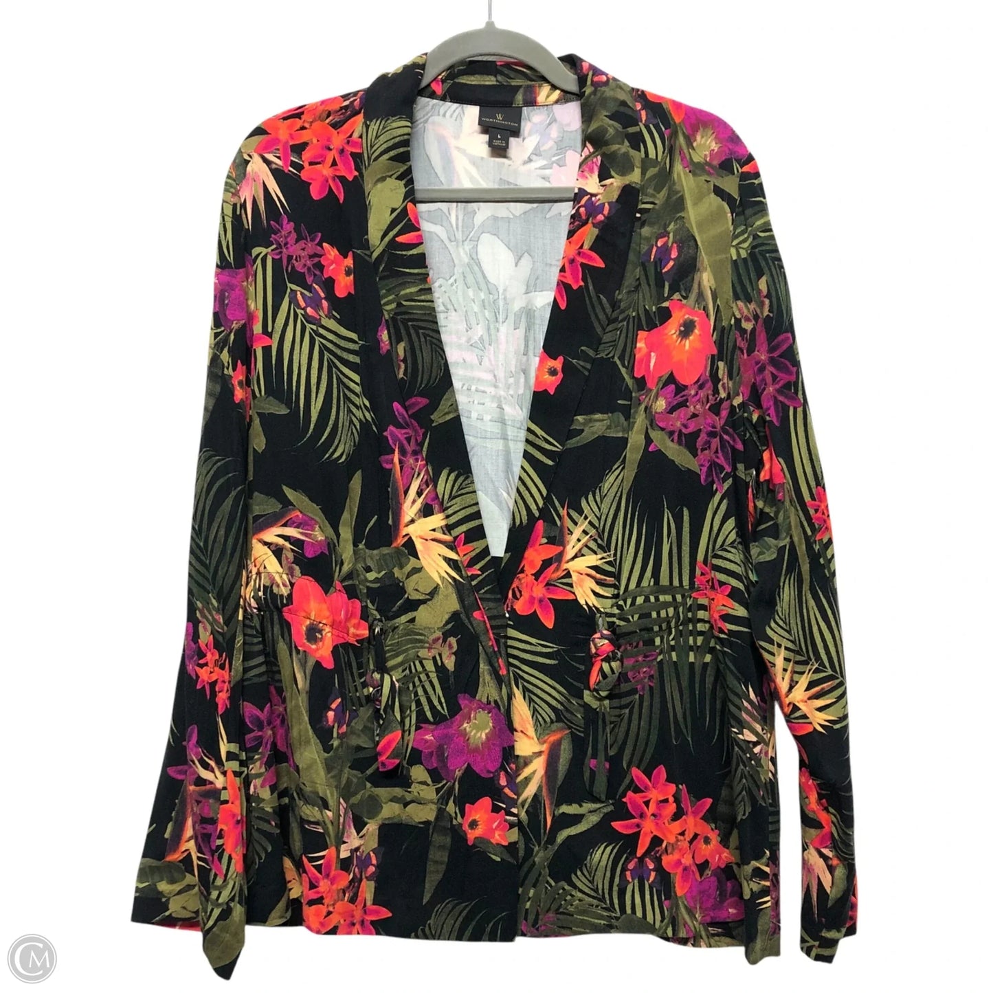 Blazer By Worthington In Tropical Print, Size: L