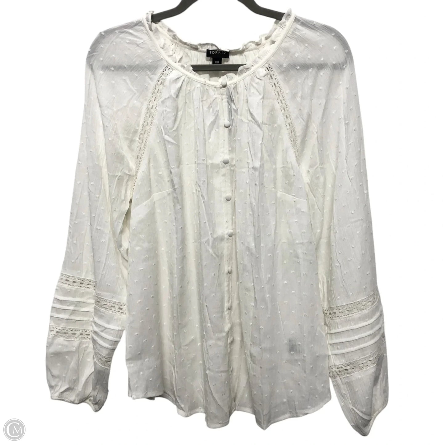 Blouse Long Sleeve By Torrid In White, Size: M