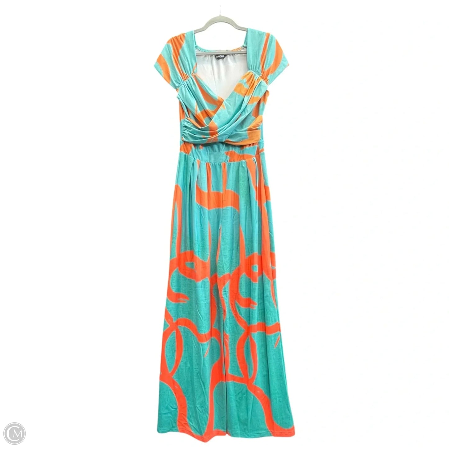 Dress Casual Midi By Chicme In Green & Orange, Size: L