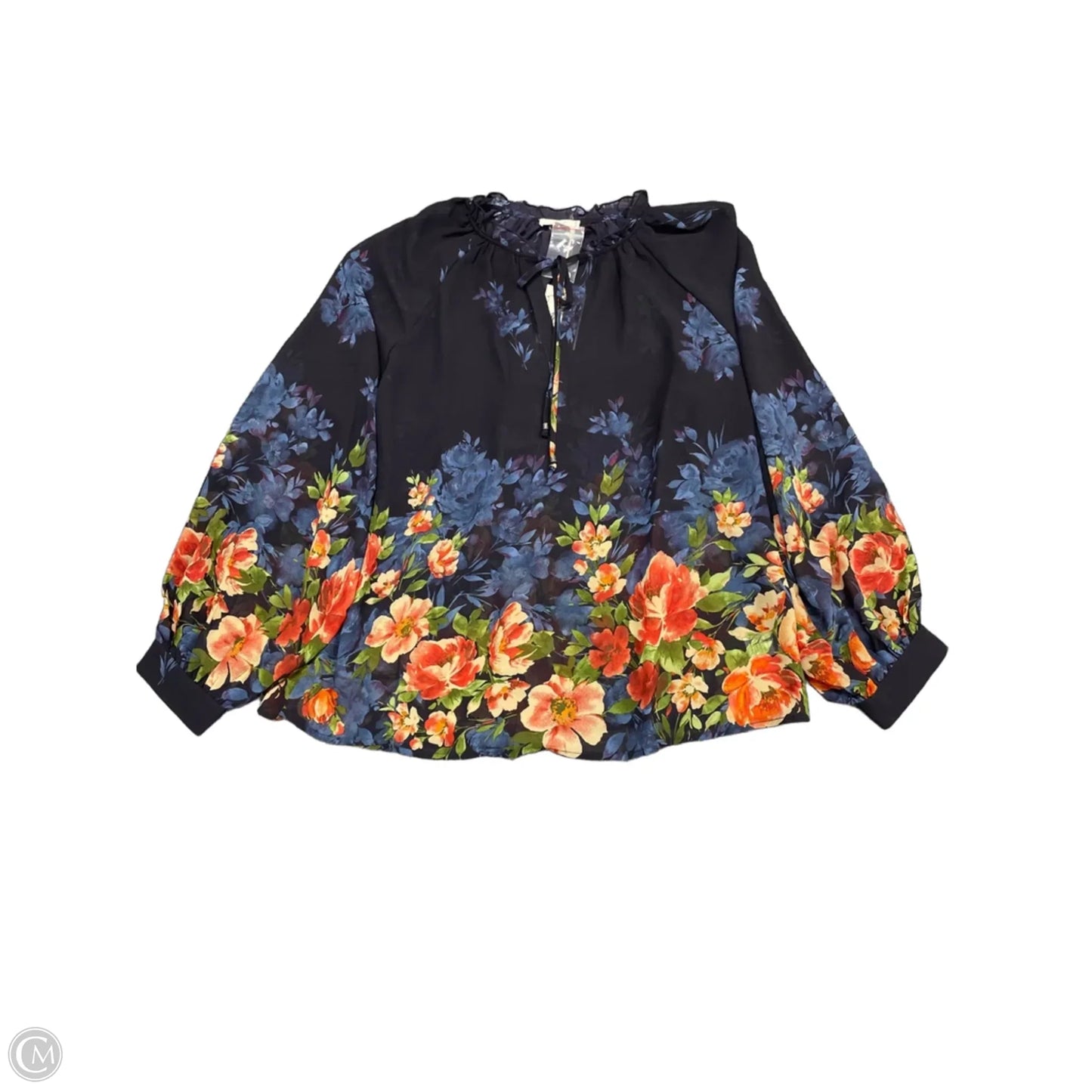 Top Long Sleeve By Easel In Navy, Size: L