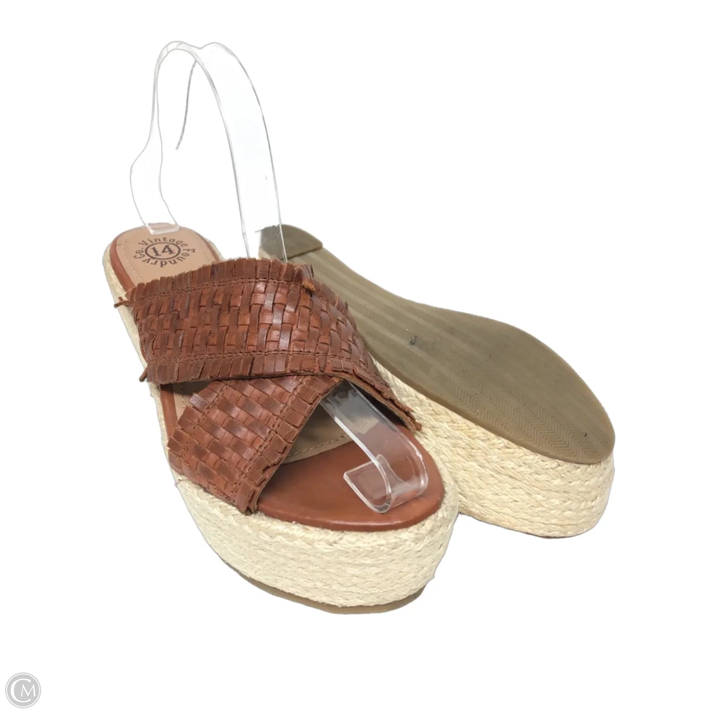 Sandals Heels Wedge By Clothes Mentor In Brown, Size: 7