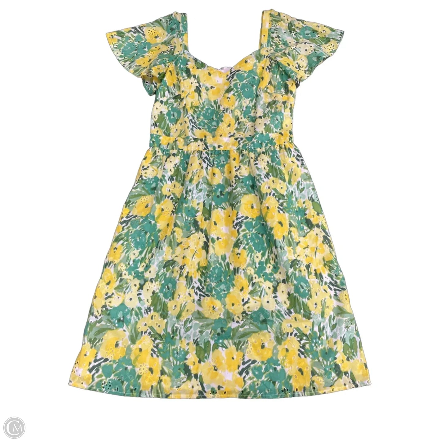 Dress Casual Short By Kensie In Green & Yellow, Size: 4