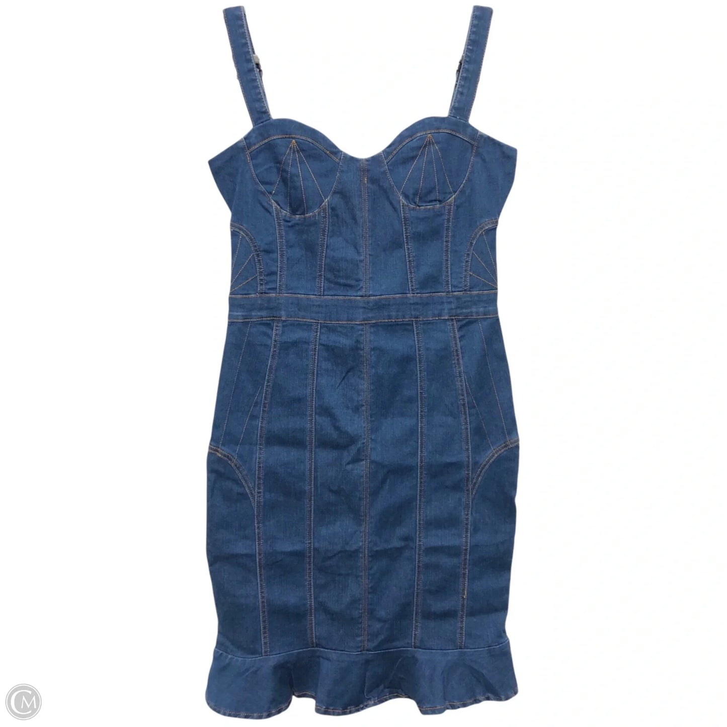 Dress Casual Short By Bebe In Blue Denim, Size: M