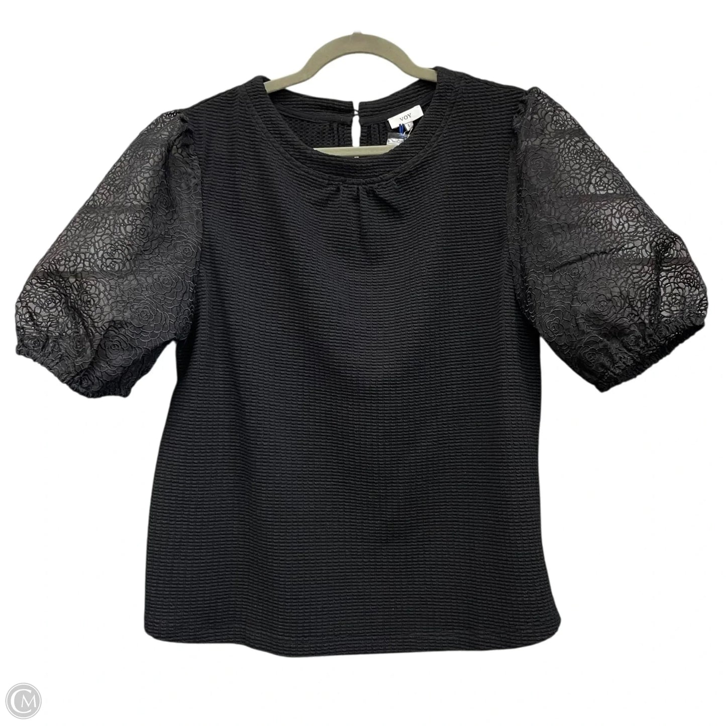 Top Short Sleeve By Voy In Black, Size: L