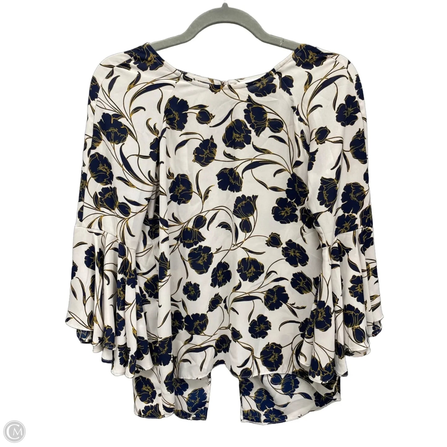 Top Long Sleeve By Lc Lauren Conrad In Blue & Cream, Size: Xs
