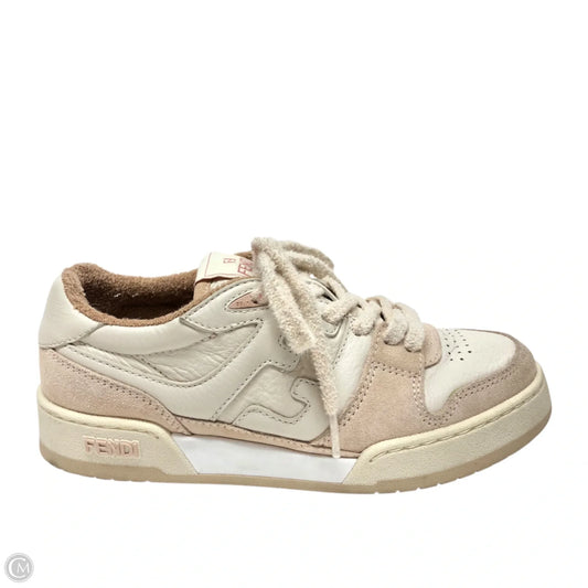 Shoes Luxury Designer By Fendi In Pink & White, Size: 5.5