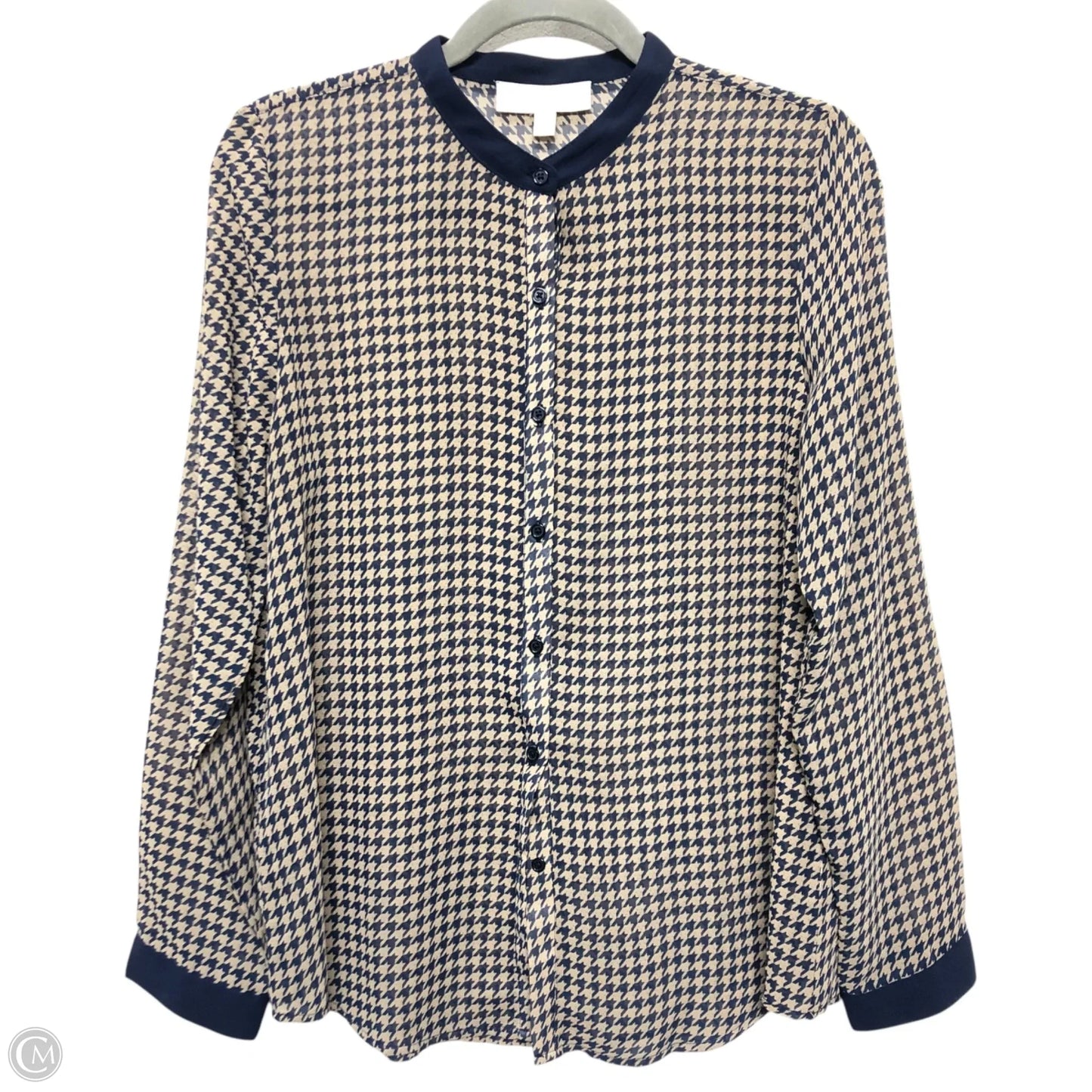Top Long Sleeve By Olive And Oak In Blue & Cream, Size: M