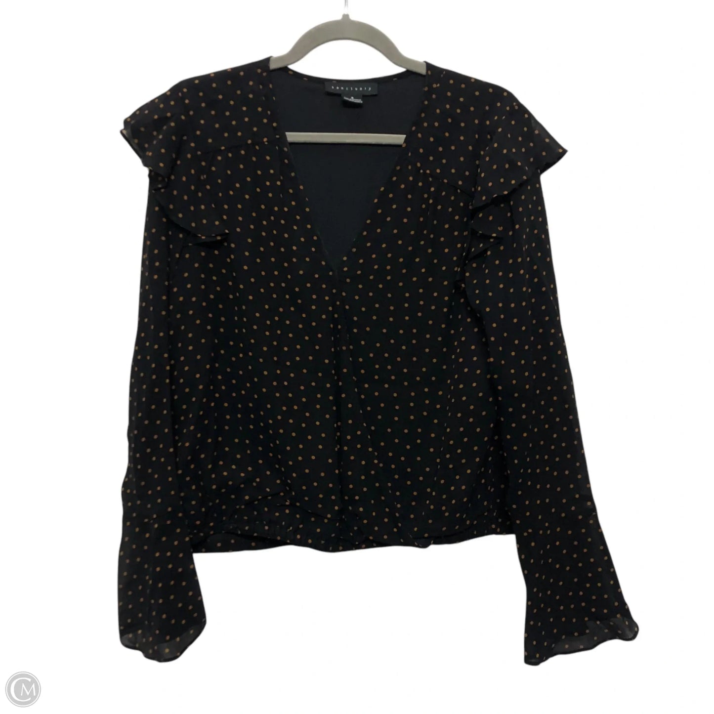 Blouse Long Sleeve By Sanctuary In Black & Brown, Size: S