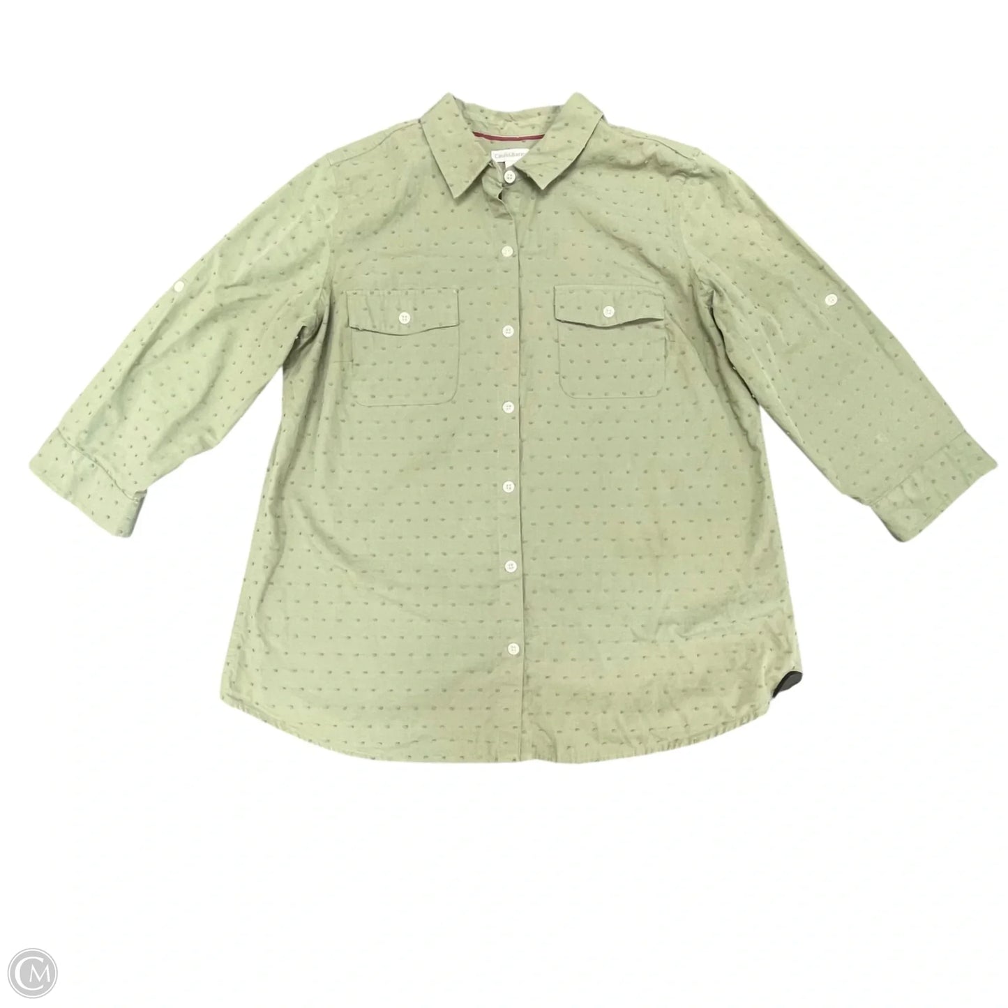 Top 3/4 Sleeve By Croft And Barrow In Green, Size: L