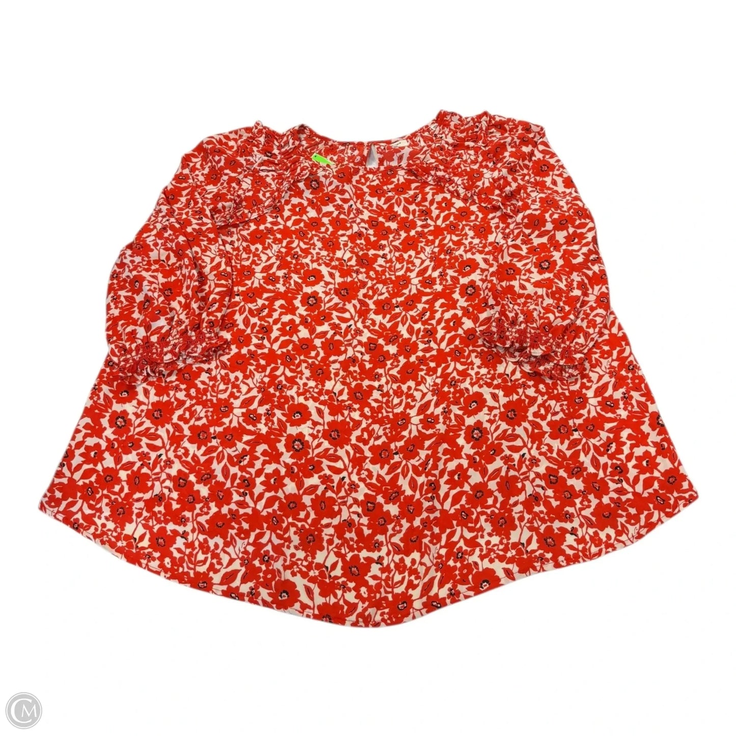 Top Long Sleeve By Max Studio In Red & White, Size: 1x