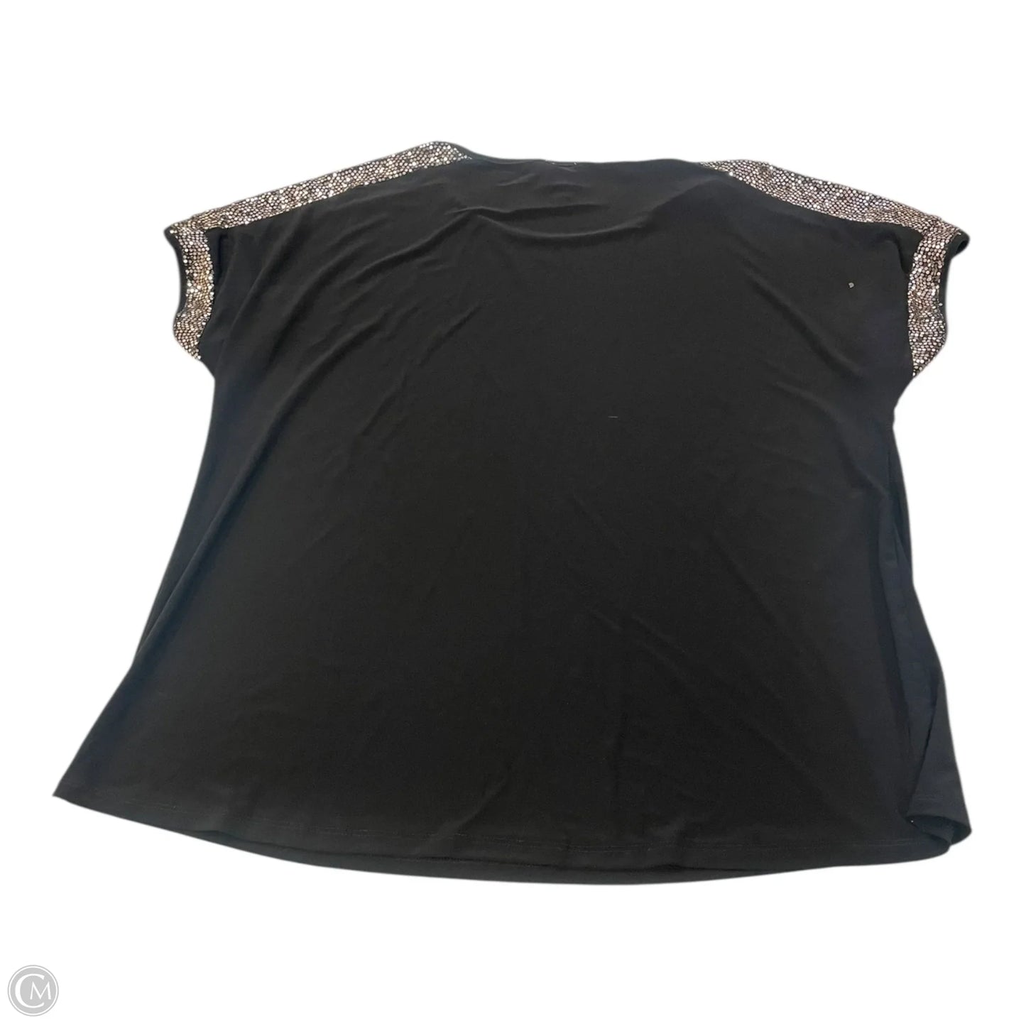 Top Short Sleeve By Anne Klein In Black & Gold, Size: Xl