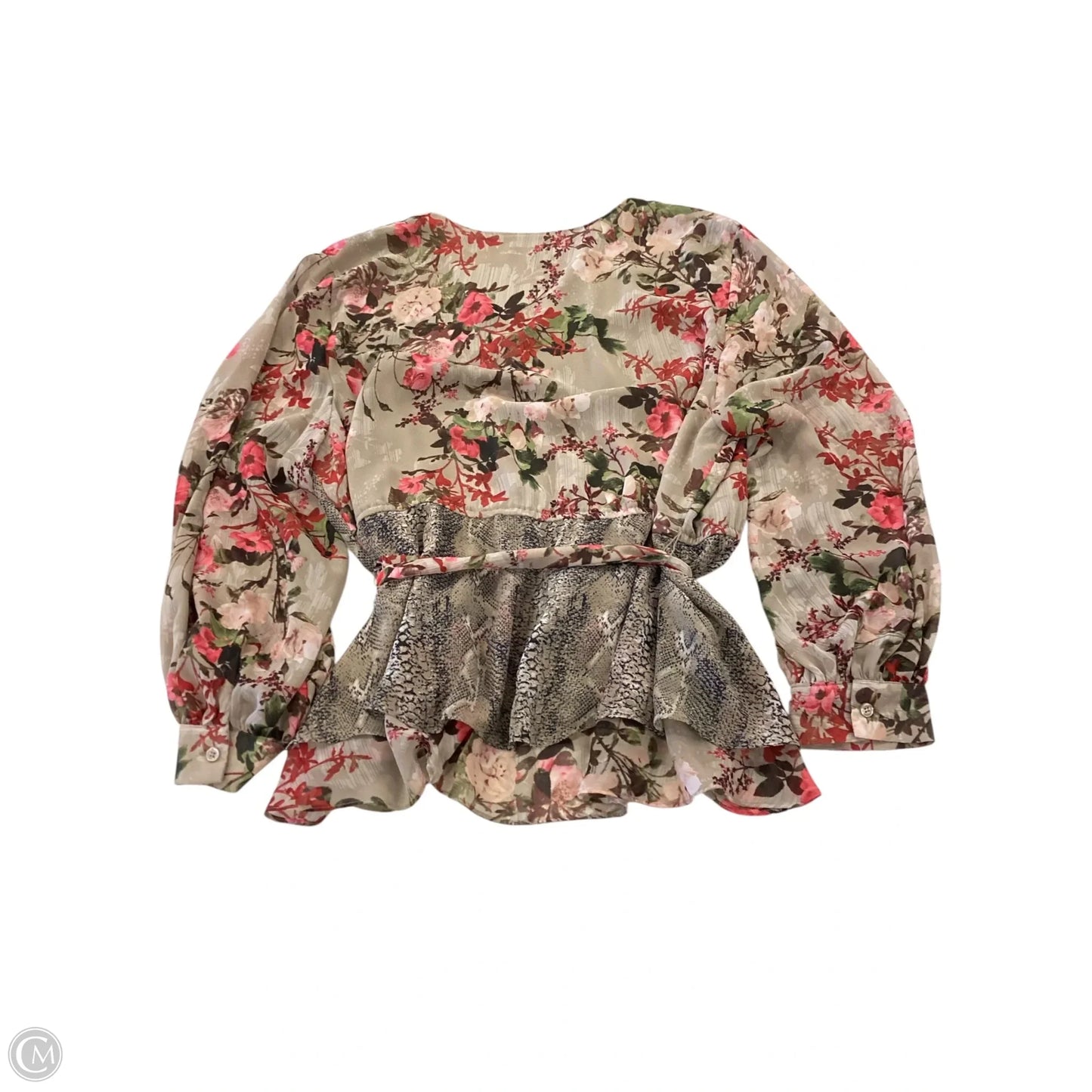 Top Long Sleeve By Inc In Brown & Red, Size: 3x