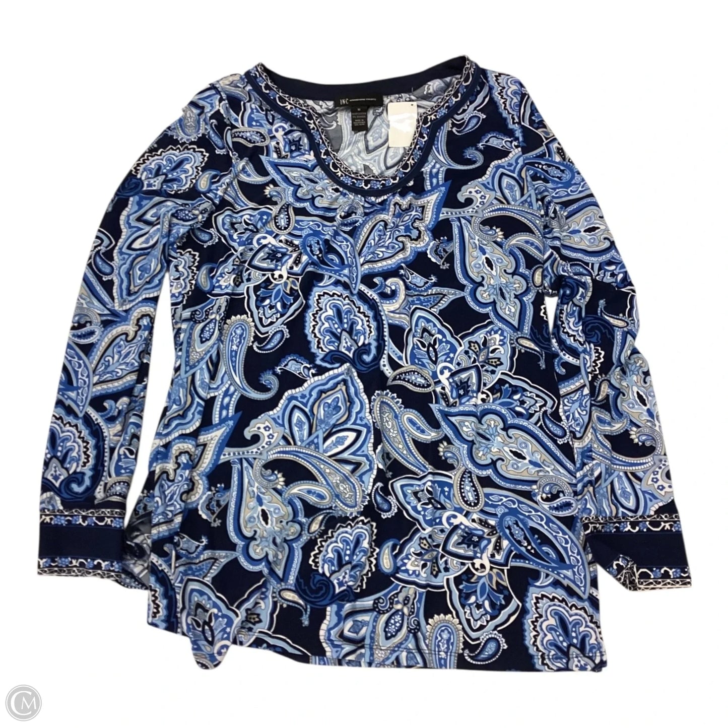 Top Long Sleeve By Inc In Blue, Size: M