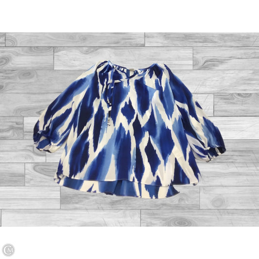 Top Long Sleeve By Chicos In Blue & White, Size: M