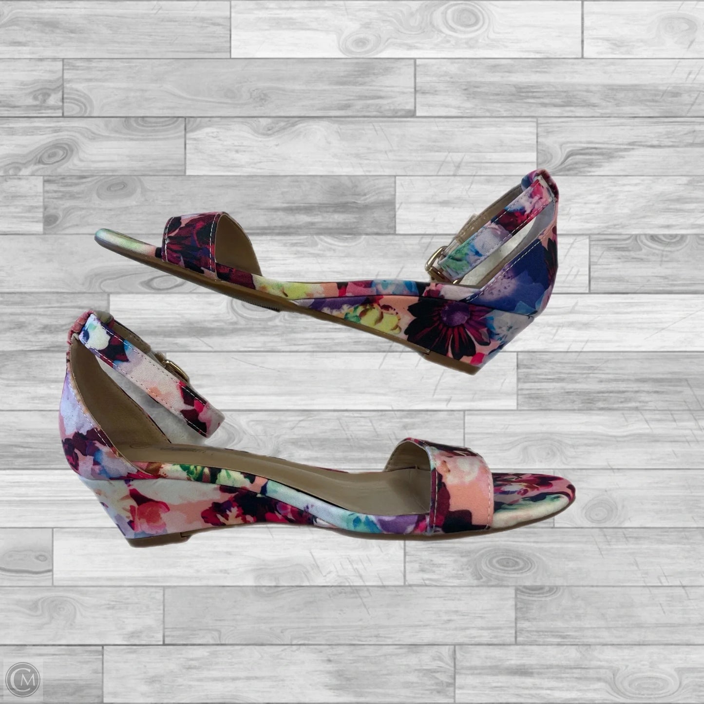 Sandals Heels Wedge By Clothes Mentor In Floral Print, Size: 6.5