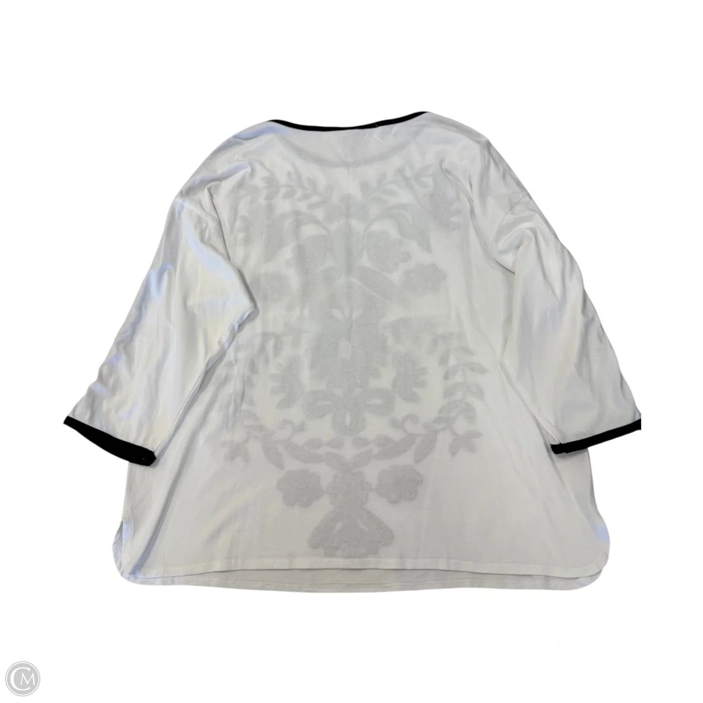Top 3/4 Sleeve By Chicos In Black & White, Size: Xl