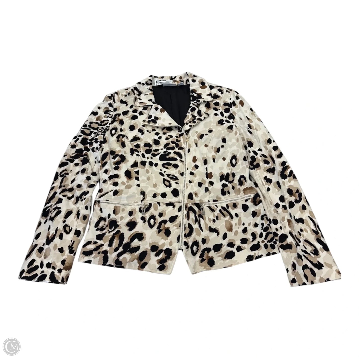 Jacket Moto By Chicos In Animal Print, Size: M