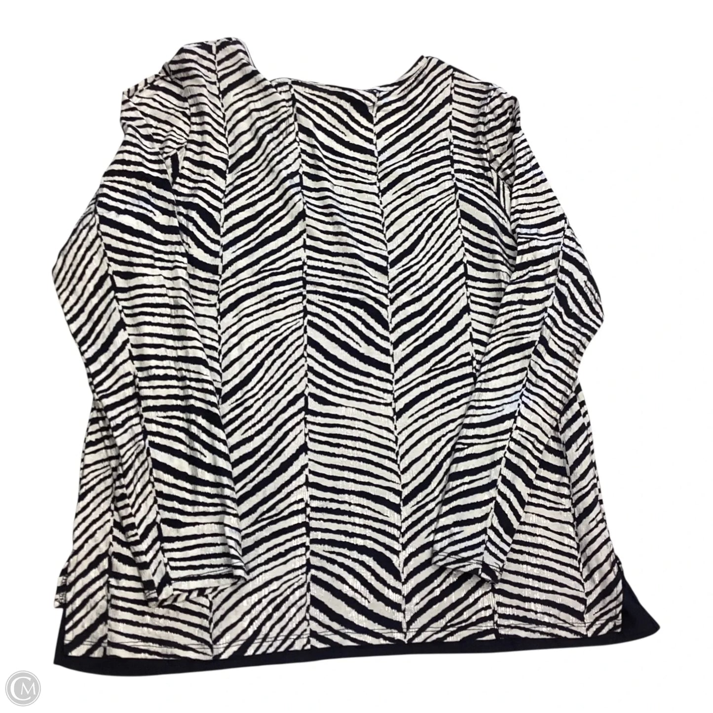 Top Long Sleeve By Chicos In Blue & Cream, Size: M