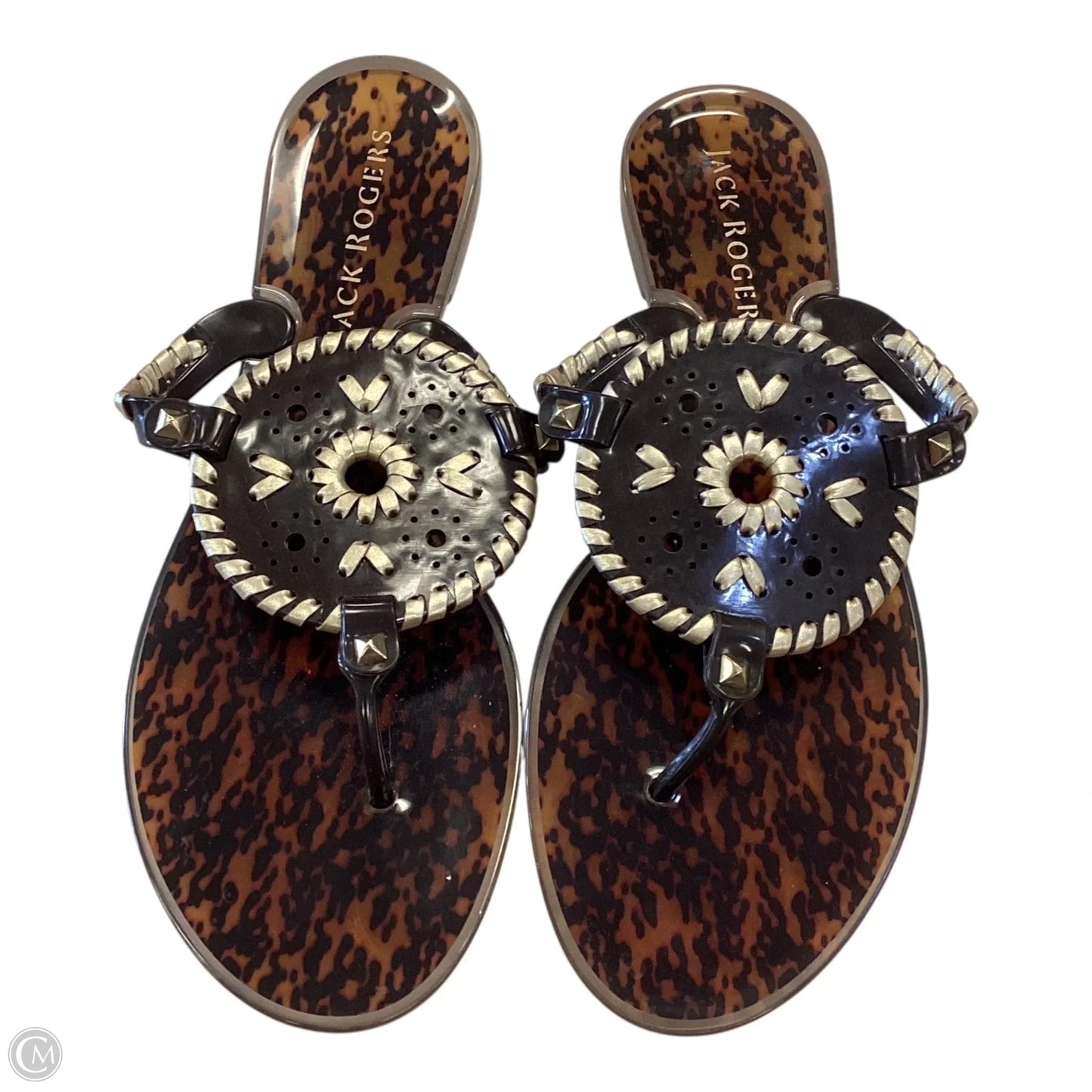 Sandals Flip Flops By Jack Rogers In Brown & Gold, Size: 10