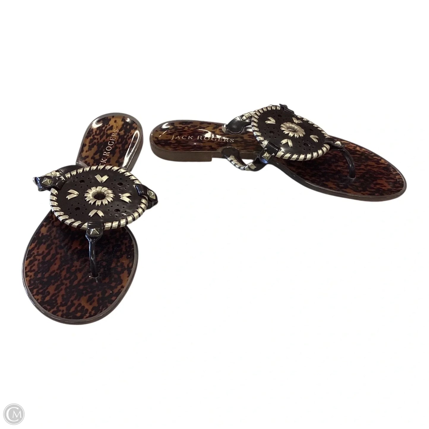 Sandals Flip Flops By Jack Rogers In Brown & Gold, Size: 10