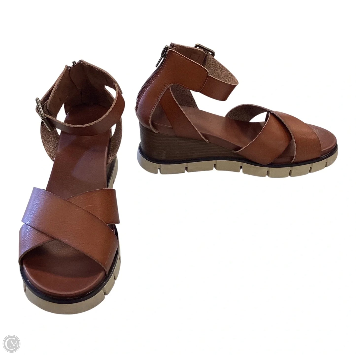 Sandals Heels Wedge By Mia In Brown, Size: 7.5