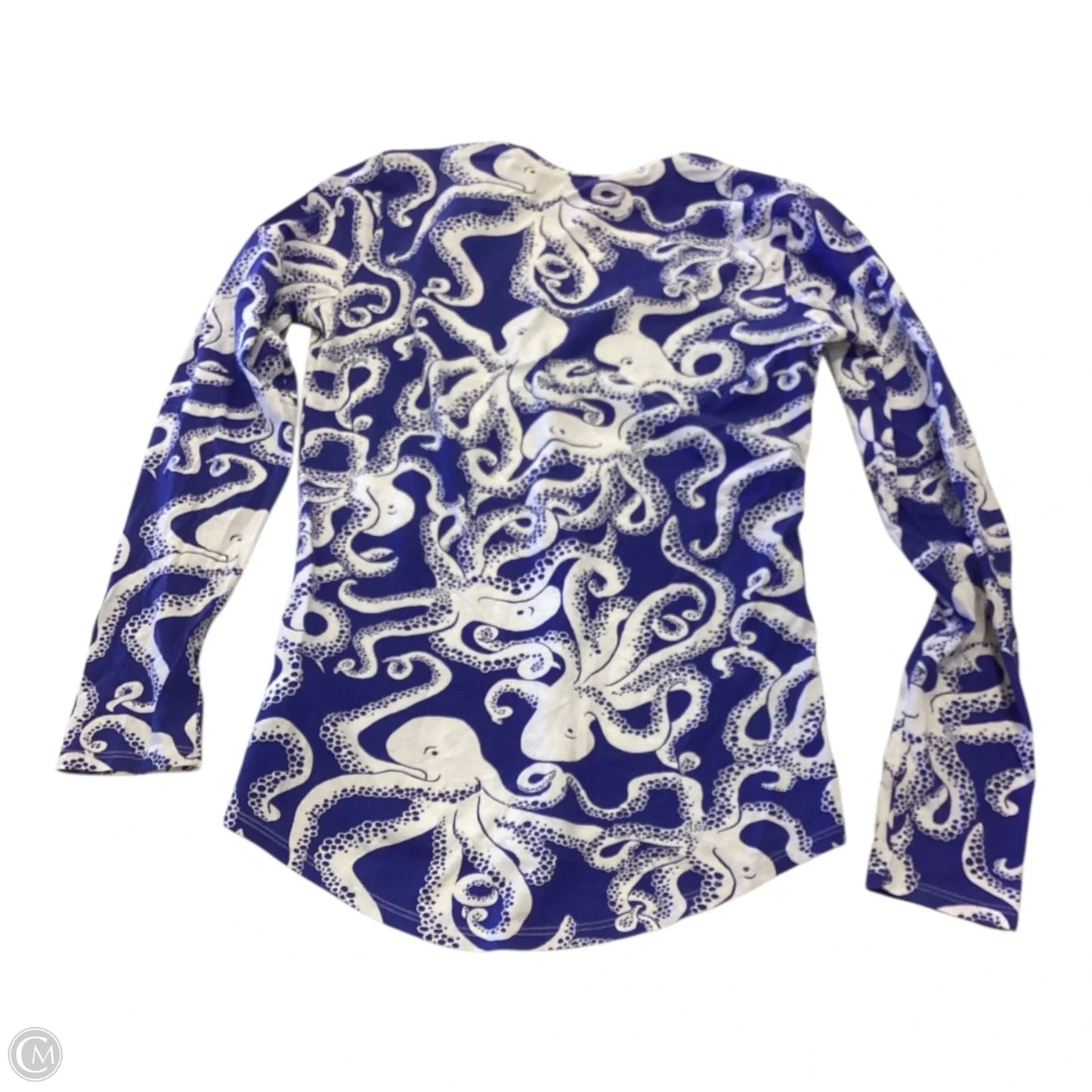 Top Long Sleeve Designer By Lilly Pulitzer In Blue & White, Size: S