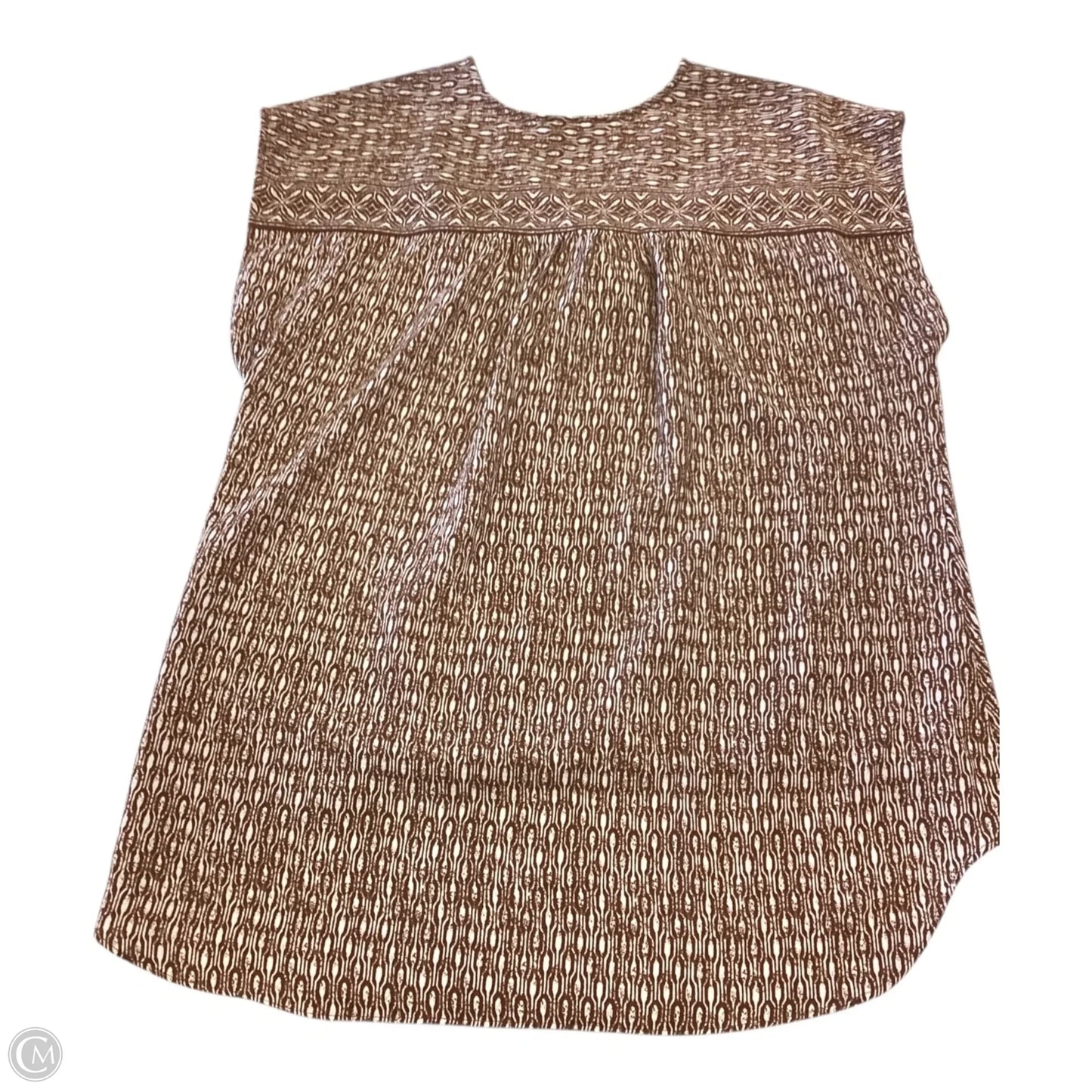 Top Short Sleeve By Max Studio In Brown & Cream, Size: L