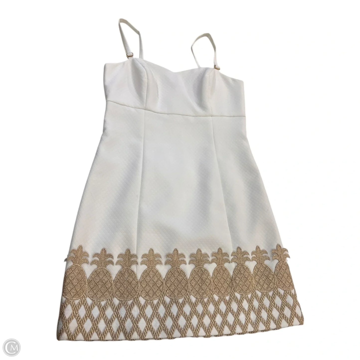 Dress Designer By Lilly Pulitzer In Gold & White, Size: 2