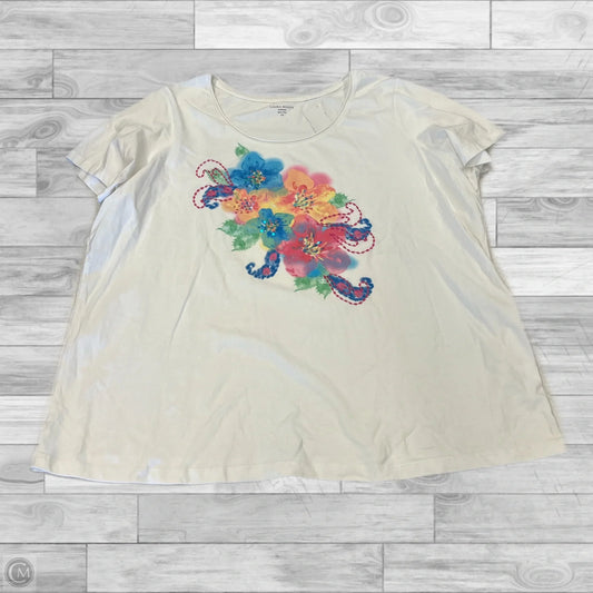Top Short Sleeve By Laura Scott In Floral Print, Size: 2x