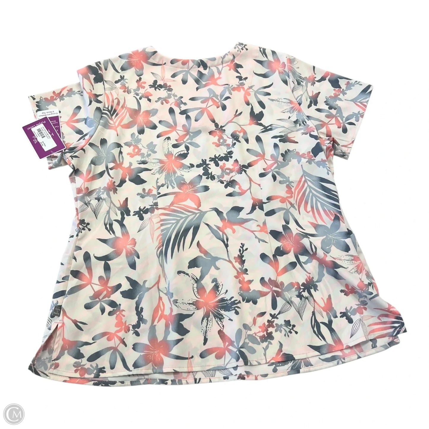 Top Short Sleeve By Clothes Mentor In Grey & Pink, Size: Xl