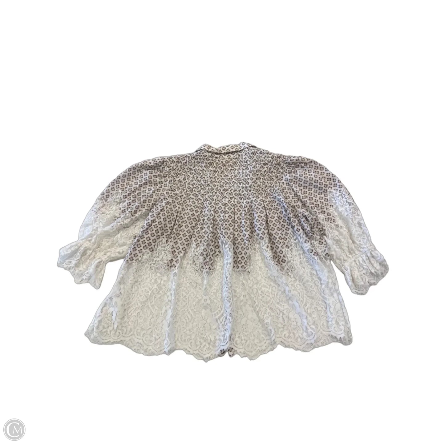 Blouse Short Sleeve By Anthropologie In Brown & Cream, Size: S