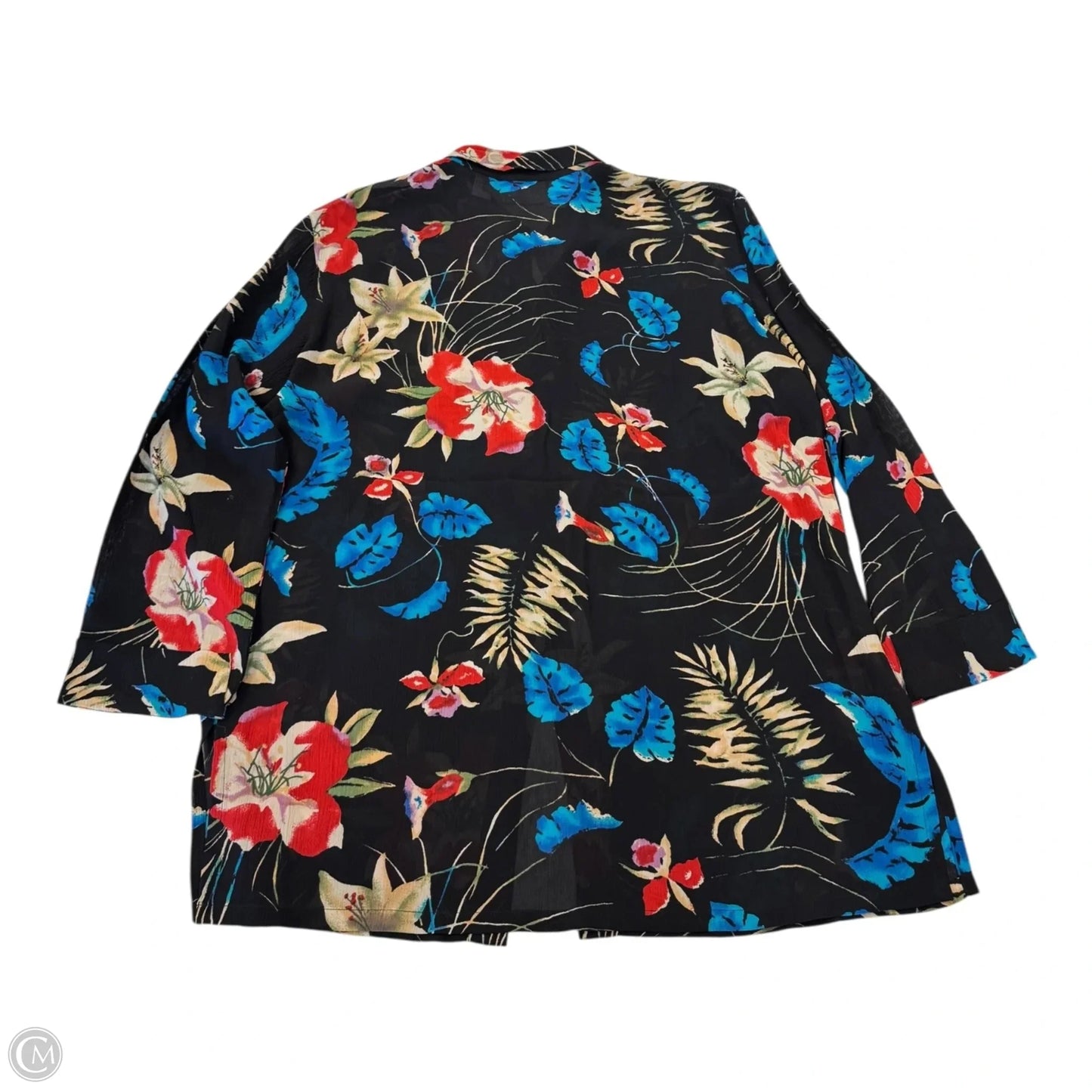 Top 3/4 Sleeve By Chicos In Floral Print, Size: M