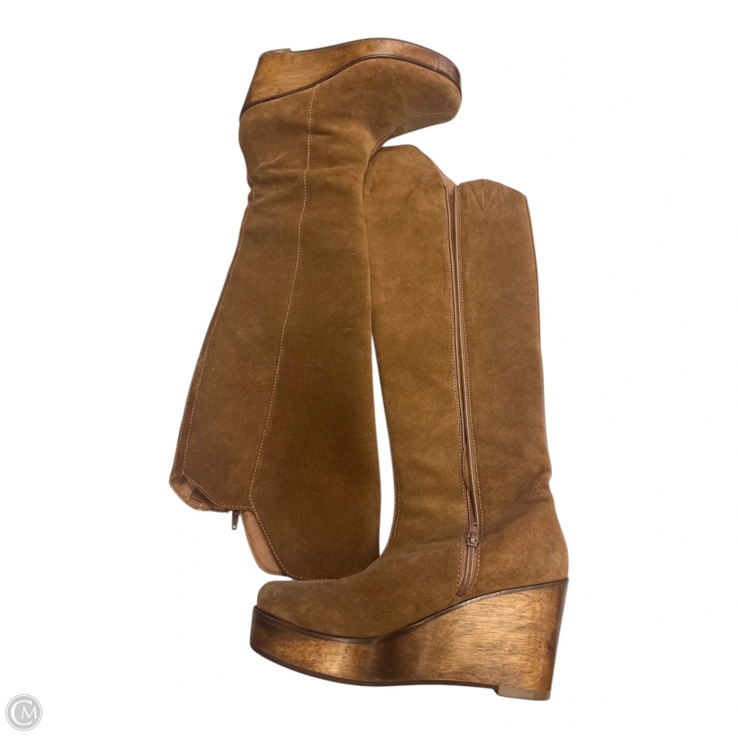 Boots Mid-calf Heels By Clothes Mentor In Brown, Size: 8.5