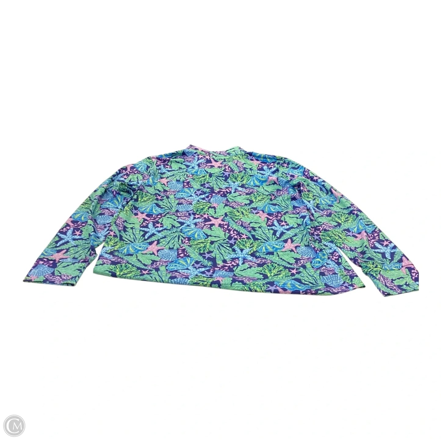 Athletic Top Long Sleeve Collar By Cmc In Multi-colored, Size: L