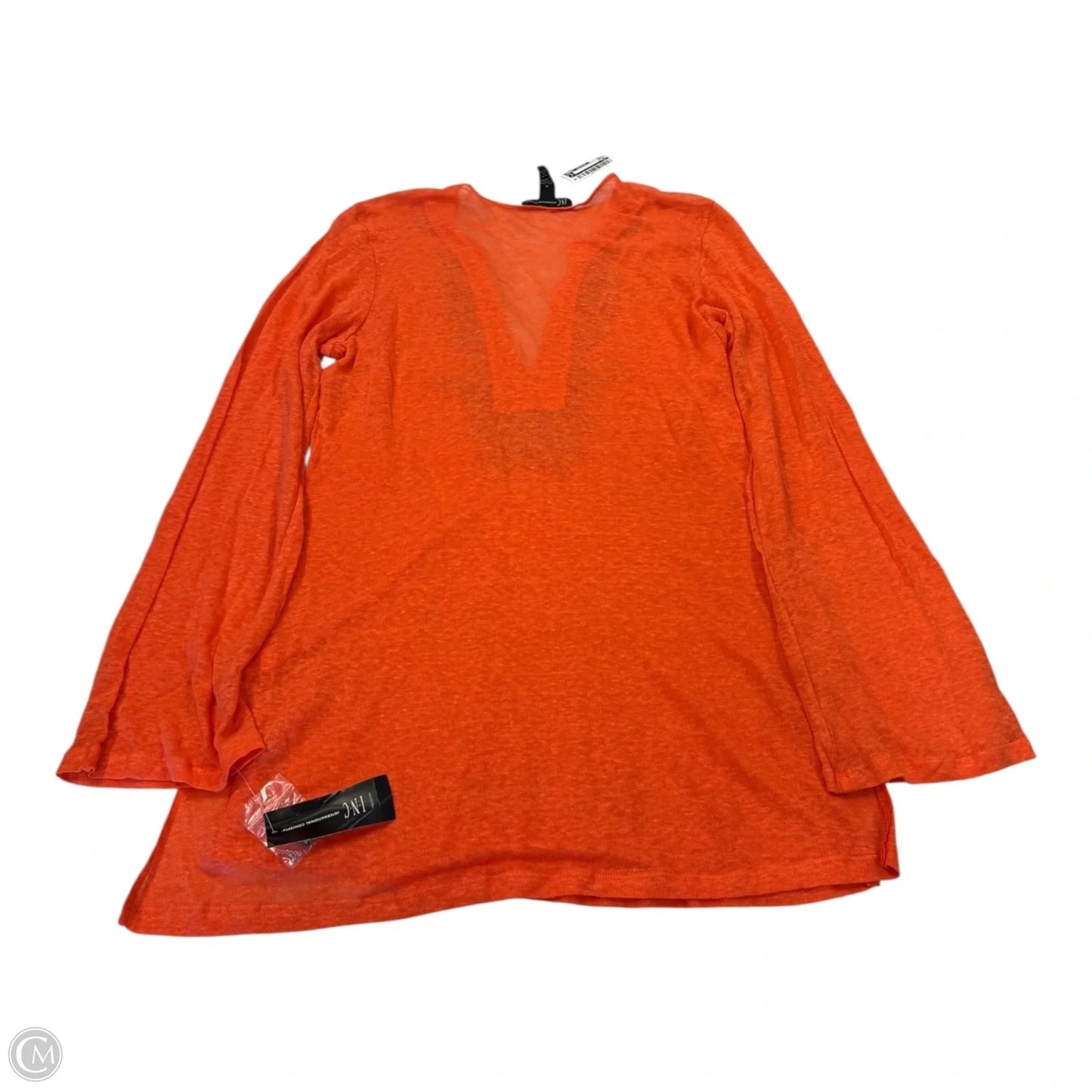 Top Long Sleeve By Inc In Orange, Size: M