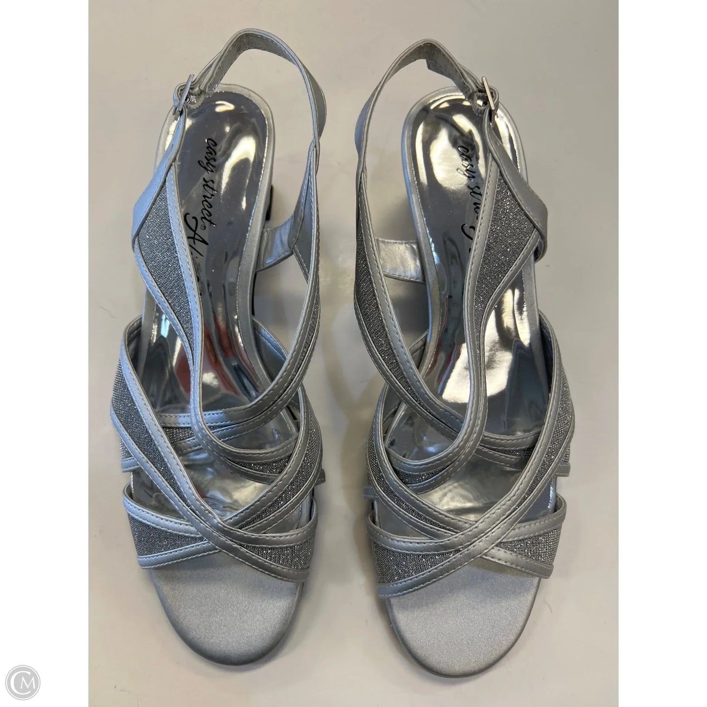 Shoes Heels Kitten By Easy Street In Silver, Size: 7.5