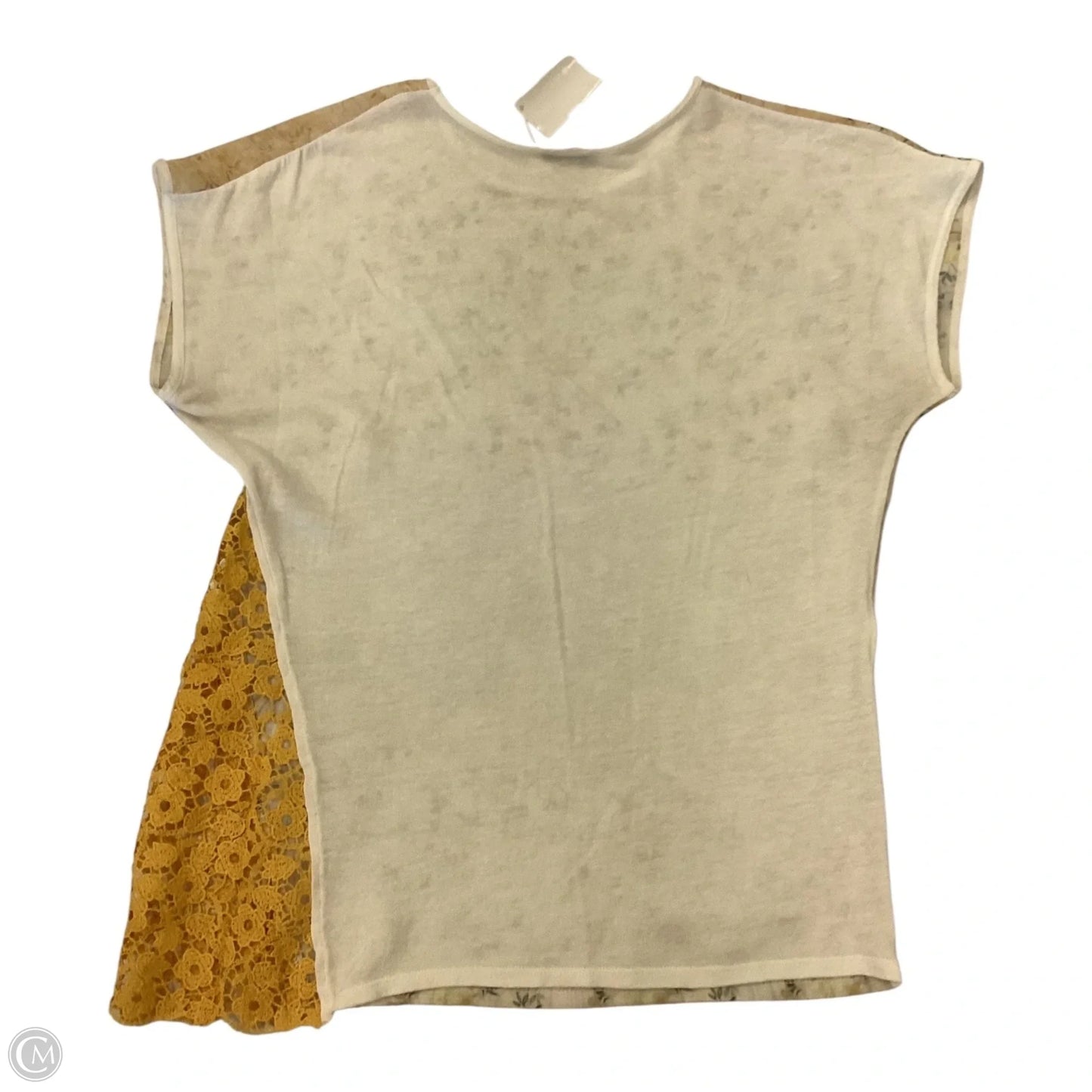Top Short Sleeve By Zara In Cream & Yellow, Size: M