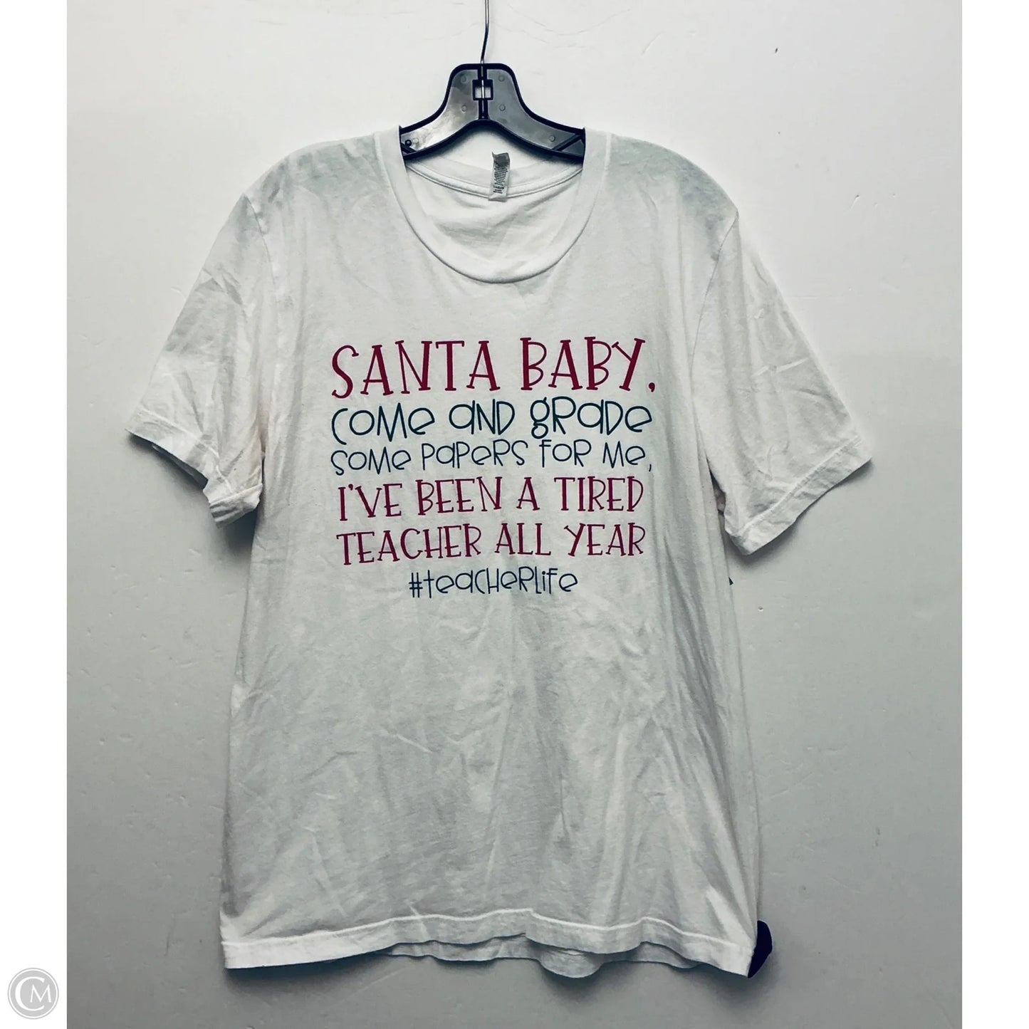 Top Short Sleeve Basic By Cme In White, Size: L