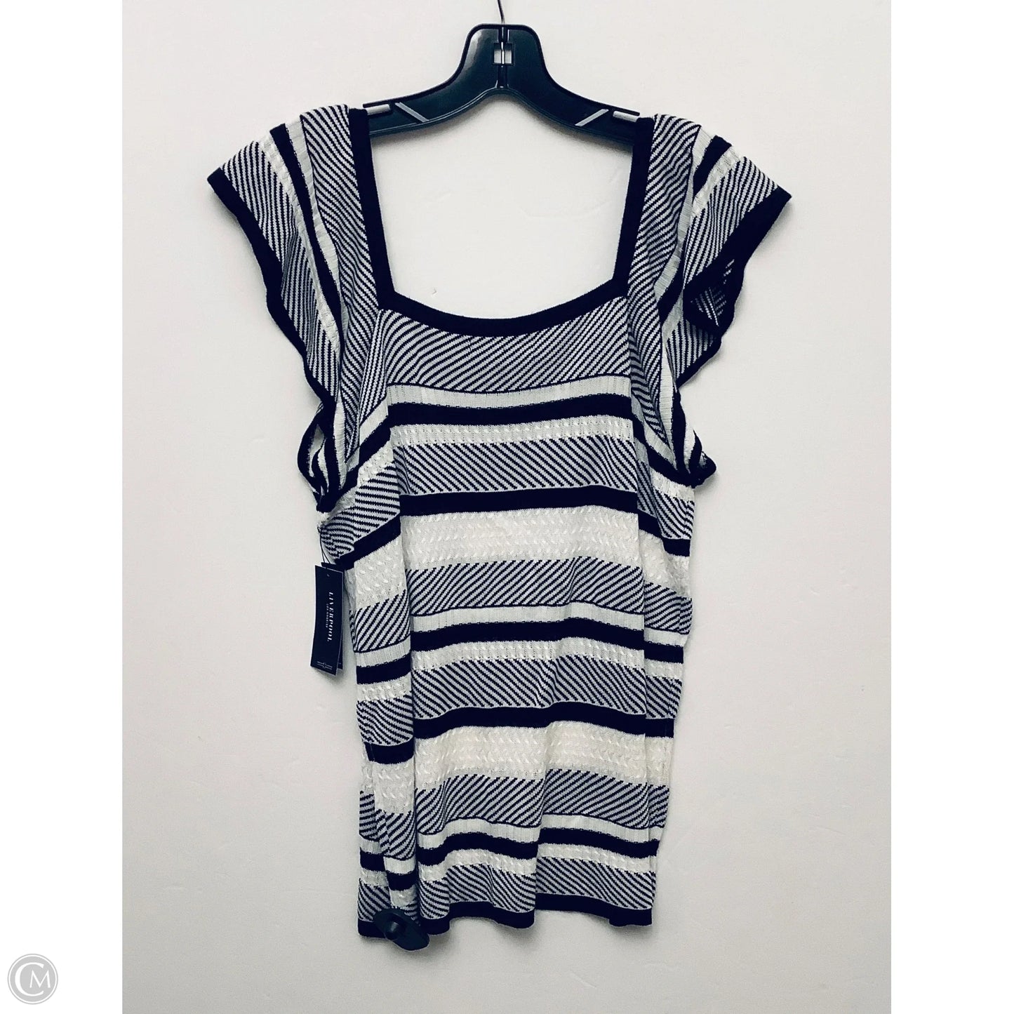 Top Sleeveless By Liverpool In Black & White, Size: M