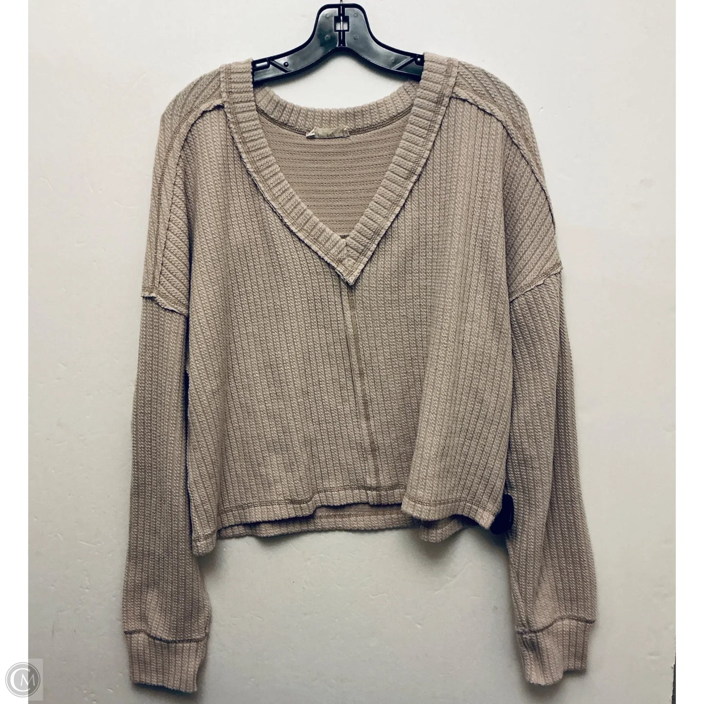 Top Long Sleeve Basic By New In In Beige, Size: M