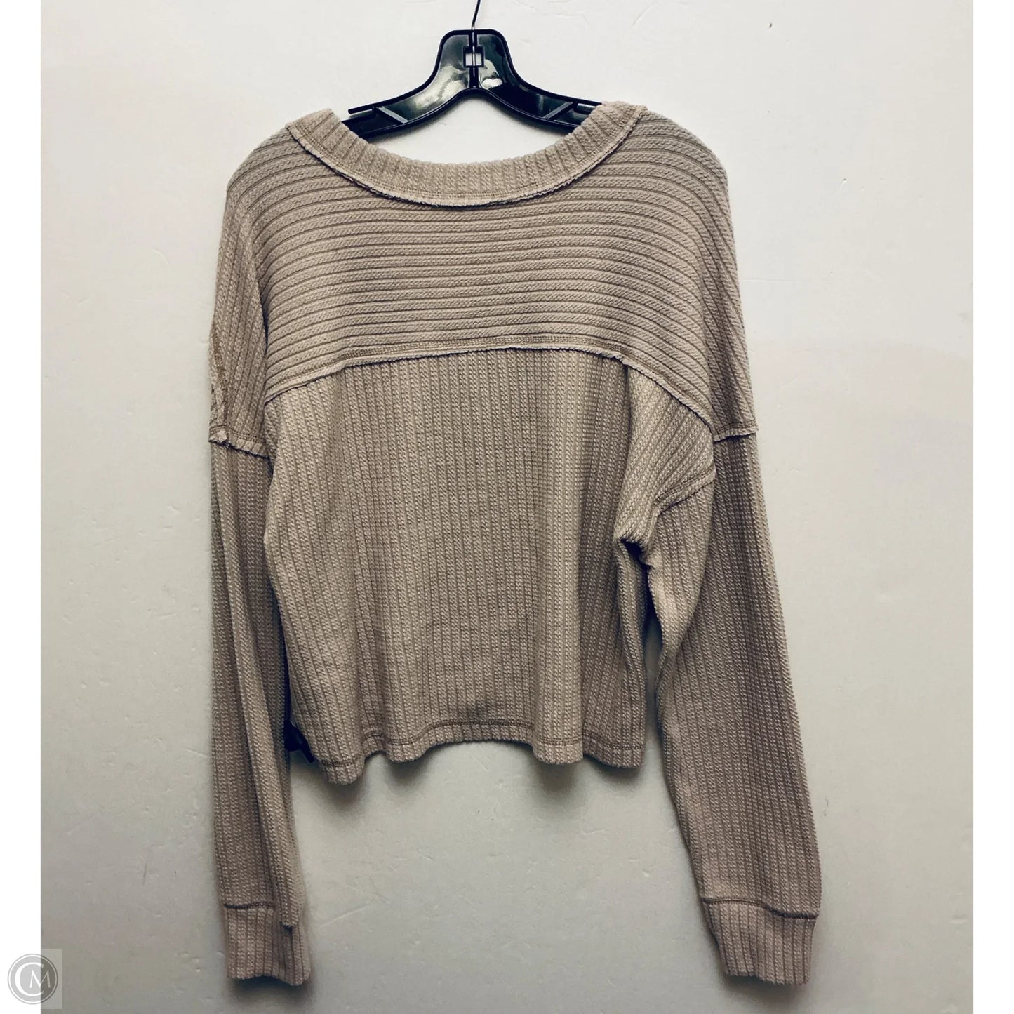Top Long Sleeve Basic By New In In Beige, Size: M