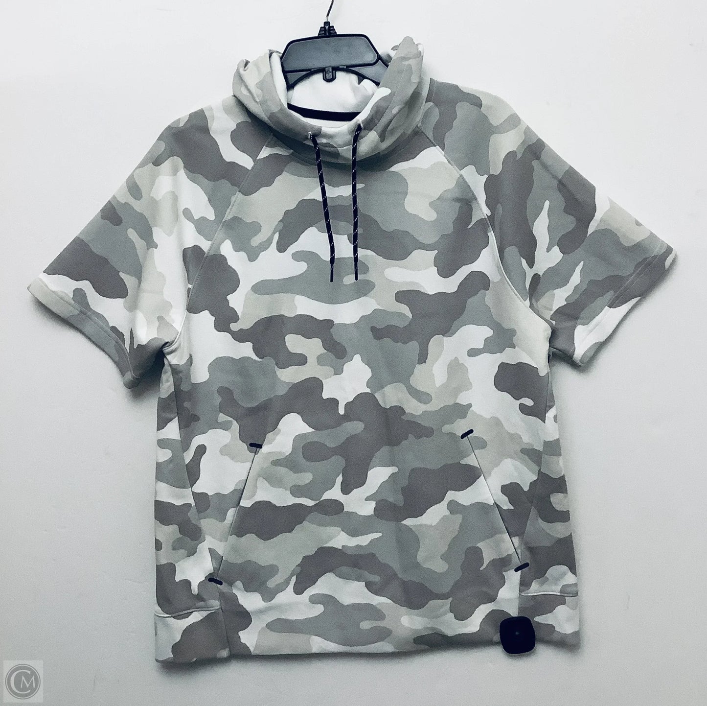 Sweatshirt Hoodie By Old Navy In Grey & White, Size: M