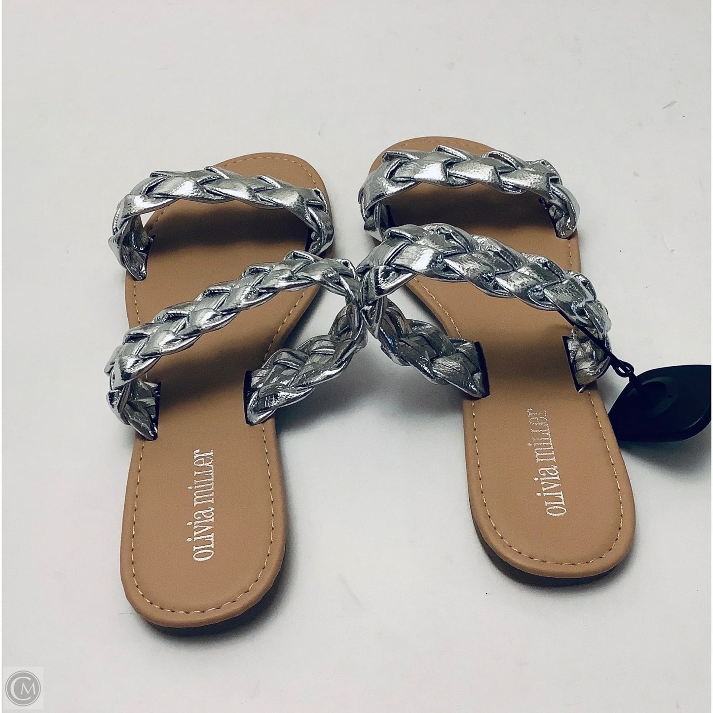 Sandals Flats By Olivia Miller In Silver, Size: 10