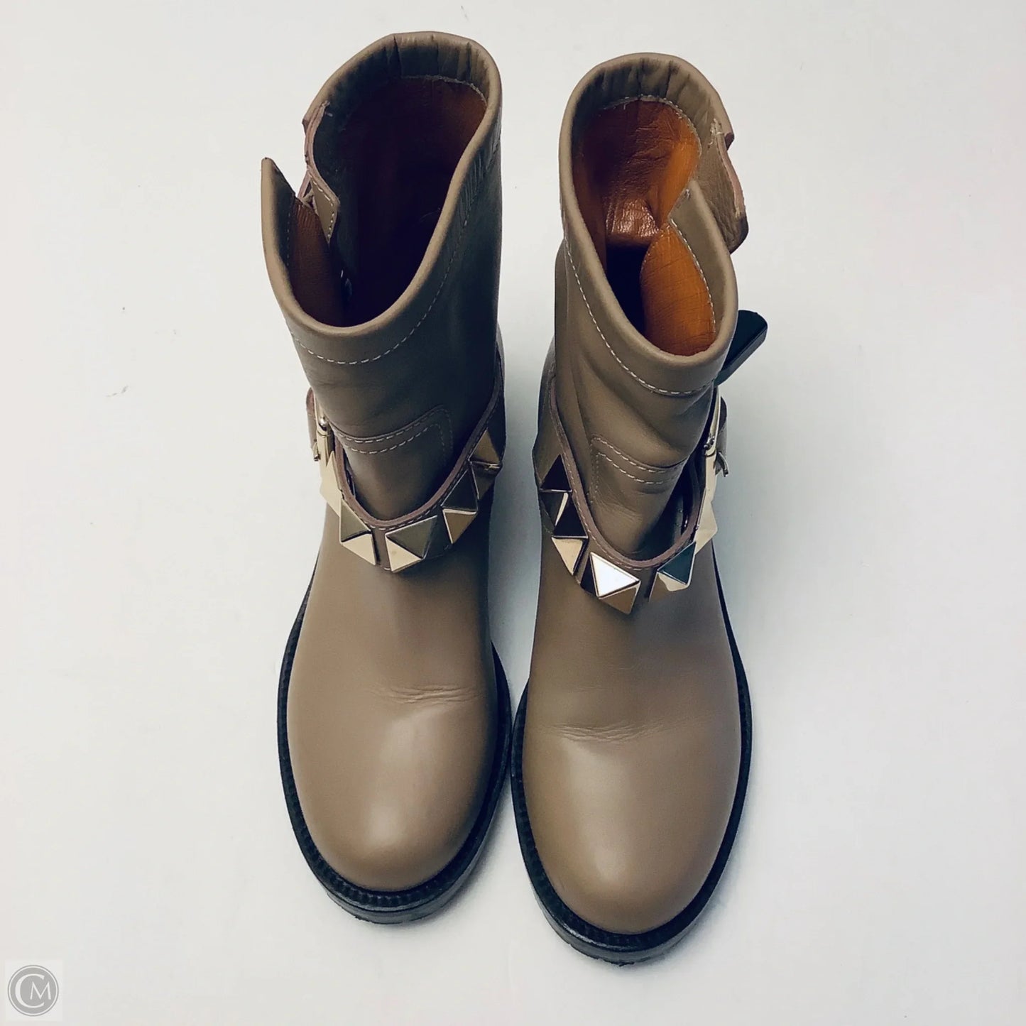 Boots Luxury Designer By Valentino-garavani In Taupe, Size: 6.5