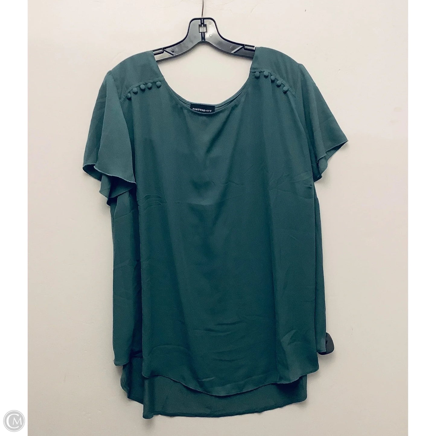 Top Short Sleeve By Fortune & Ivy In Green, Size: 3x