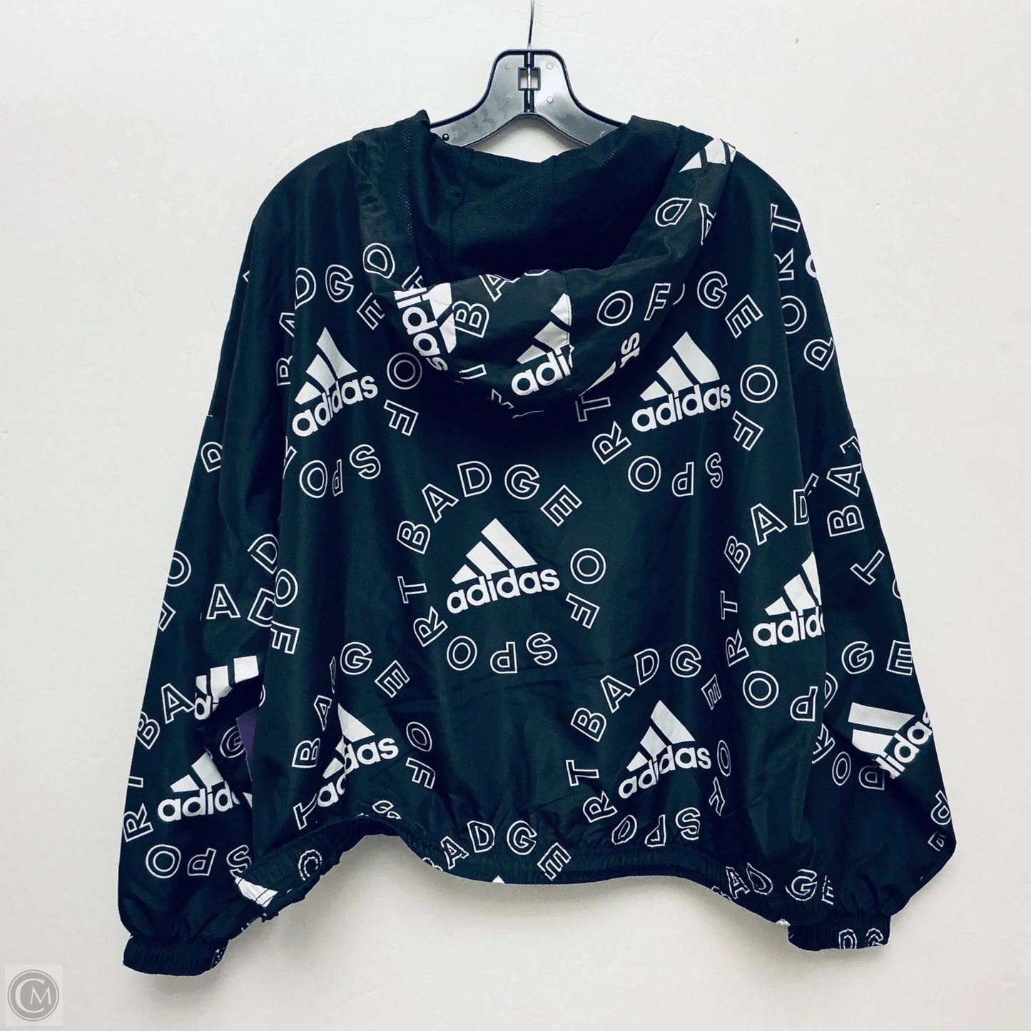 Athletic Jacket By Adidas In Black & White, Size: L
