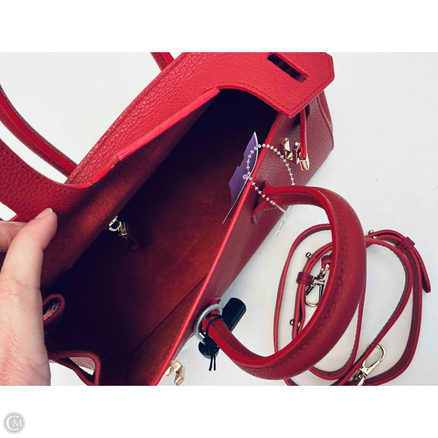 Handbag Leather By Cma, Size: Medium