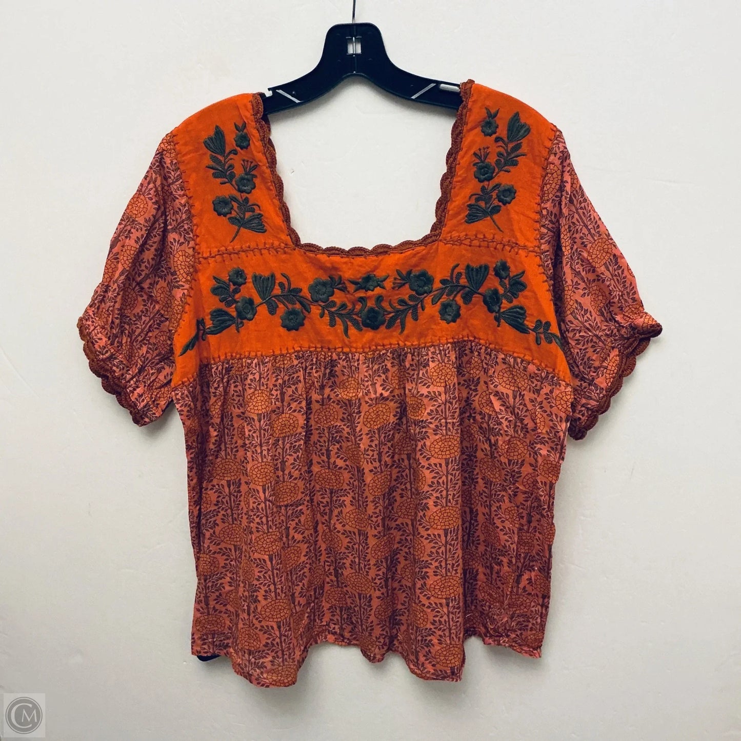 Top Short Sleeve By Cmc In Orange & Pink, Size: Xl