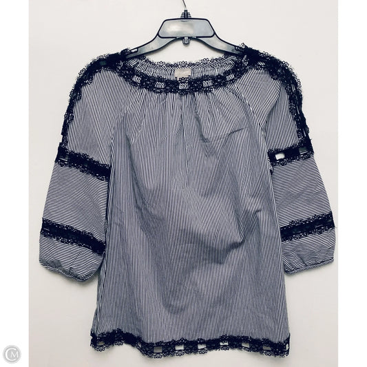 Top 3/4 Sleeve By Chicos In Striped Pattern, Size: S